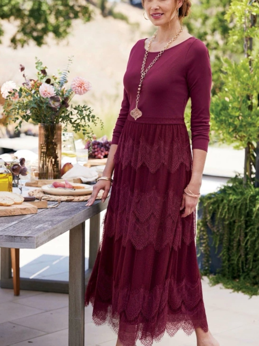 Soft Surroundings Frederica Dress in Port Wine Size L